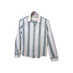 Sézane Tomboy Shirt Striped French Girl Paris Cotton Linen Look  Sz 36 (US 4)